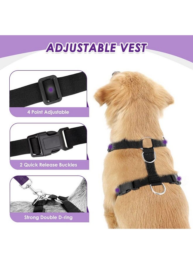 Lukovee Dog Safety Vest Harness with Seatbelt, Seat Belt Adjustable Pet Harnesses Double Breathable Mesh Fabric with Car Vehicle Connector Strap for Dog (Medium, Purple) - Image 3