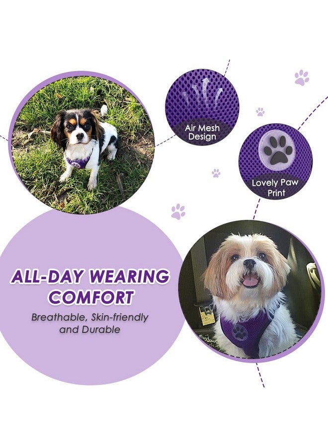 Lukovee Dog Safety Vest Harness with Seatbelt, Seat Belt Adjustable Pet Harnesses Double Breathable Mesh Fabric with Car Vehicle Connector Strap for Dog (Medium, Purple) - Image 2