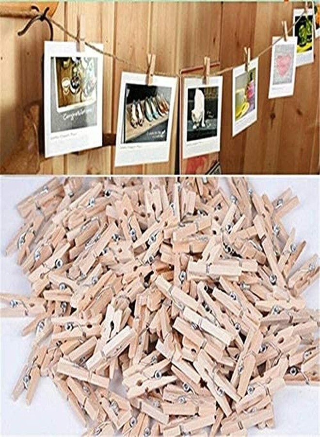 Prescent 20 pc Natural Biege Color 3.5 cm Size Mini Multifunction Wooden Clips with a Twine Rope for Photo hangings, Craft/Art Work, Home Decoration, Papers pins and Much More (Set of 20) - Image 4