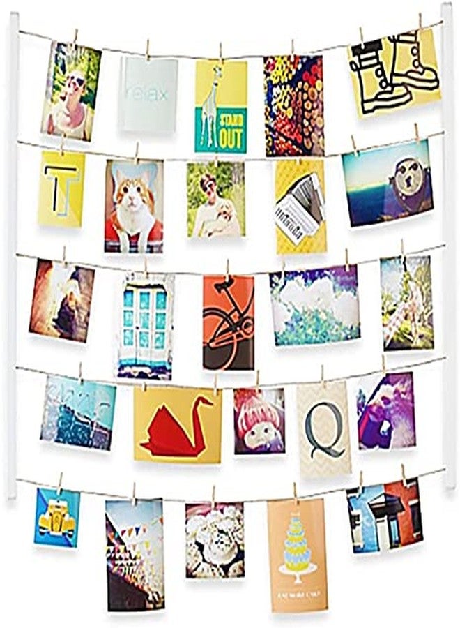 Prescent 20 pc Natural Biege Color 3.5 cm Size Mini Multifunction Wooden Clips with a Twine Rope for Photo hangings, Craft/Art Work, Home Decoration, Papers pins and Much More (Set of 20) - Image 3