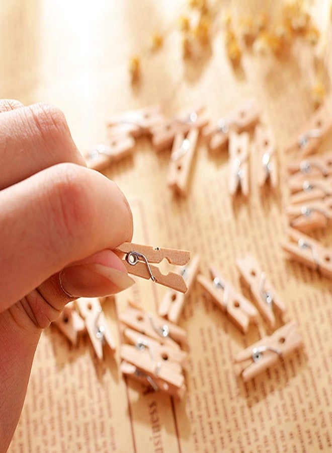 Prescent 20 pc Natural Biege Color 3.5 cm Size Mini Multifunction Wooden Clips with a Twine Rope for Photo hangings, Craft/Art Work, Home Decoration, Papers pins and Much More (Set of 20) - Image 2