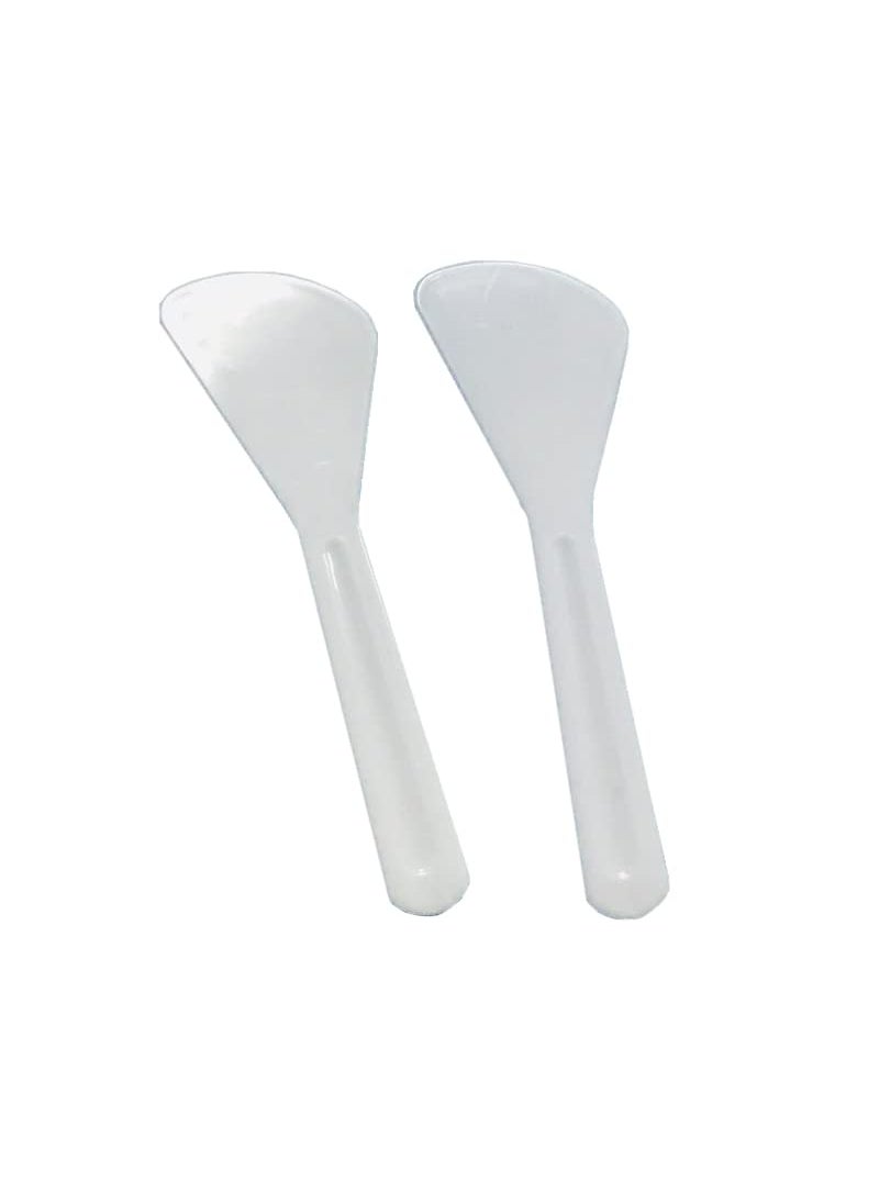 lasenersm 100Pcs Plastic Disposable Cosmetic Spoon Spatulas Mini Cosmetic Spatula Makeup Spatula Eye Cream Spoon Beauty Scoop Makeup Beauty Spoons Mini Cosmetic Skincare Spatula for Home Salon, White 