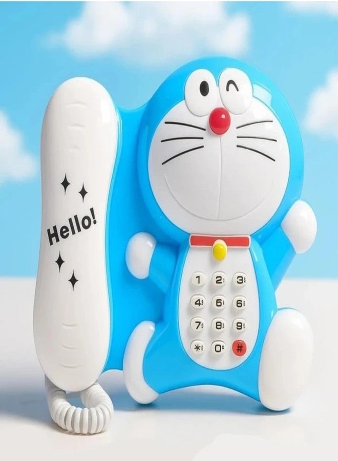 LUCKYMORDEN Cartoon Character Toy Phone for Toddlers, Blue, Sound and Light Musical Learning Educational Toy, 14 CM, for Boys and Girls (Blue 2) - Image 1