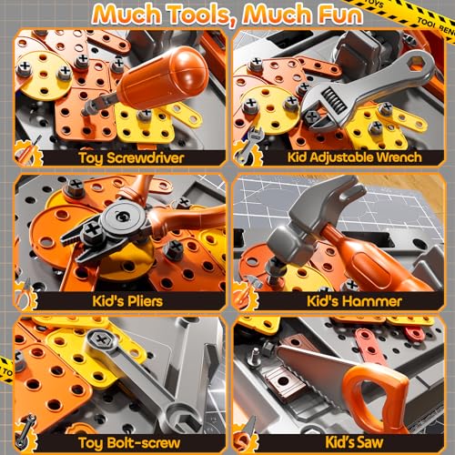 KIZONLY Kids Tool Toy Playset with Electronic Drill Sound for Aged 3 4 5 6 7 8 Workbench Toys for Toddlers 35 Pretend Play Tool Box Construction Mechanic Set Birthday Gift for Boys Girls Ages 38 - Image 5