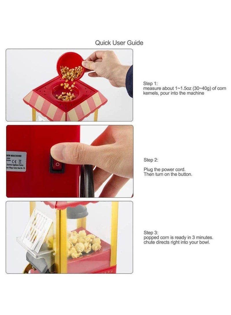 Classic Cart Electric Popcorn Maker - 1200 Watts - Stylish Hot Air Design - Healthy and Easy to Use - Image 5