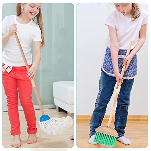 HELLOWOOD Kids Cleaning Set with Electric Vacuum Cleaners, Wooden Pretend Play Housekeeping Set, Toddler Cleaning Toys for Girls Boys Age 3+ - Image 4