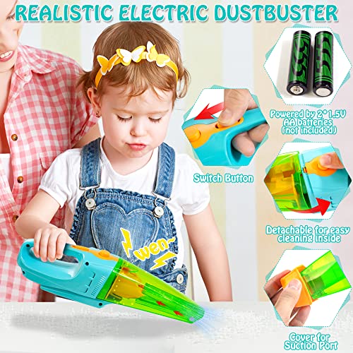 HELLOWOOD Kids Cleaning Set with Electric Vacuum Cleaners, Wooden Pretend Play Housekeeping Set, Toddler Cleaning Toys for Girls Boys Age 3+ - Image 3