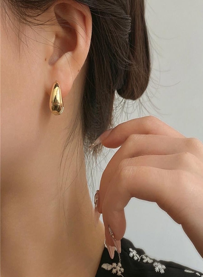 TianBo 9 Pairs Gold Hoop Earrings for Women Lightweight Chunky Hoop Earrings 14K 18K Gold Plated Multipack Hypoallergenic, Thick Open Twisted Huggie Hoops Earring Set Jewelry for Gifts (9 Pairs Gold plated) - Image 5