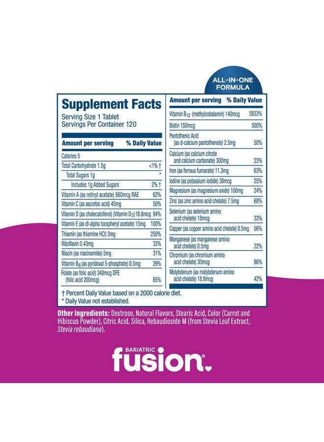 Bariatric Fusion Bariatric Multivitamin with Iron Complete Chewable | Mixed Berry | Post Bariatric Vitamins for Gastric Bypass and Sleeve Gastrectomy | One Month Supply - Image 4