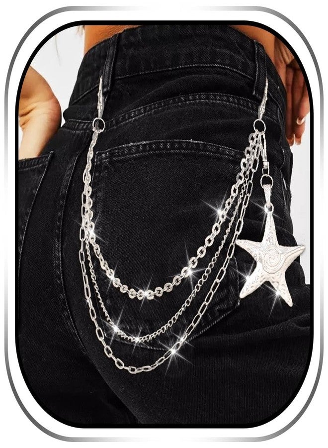 كامبسيس سلسلة بنطال فضية من كامبسيس، وسلاسل محفظة على شكل نجمة البحر، وإكسسوار جينز بانك للنساء - Image 1