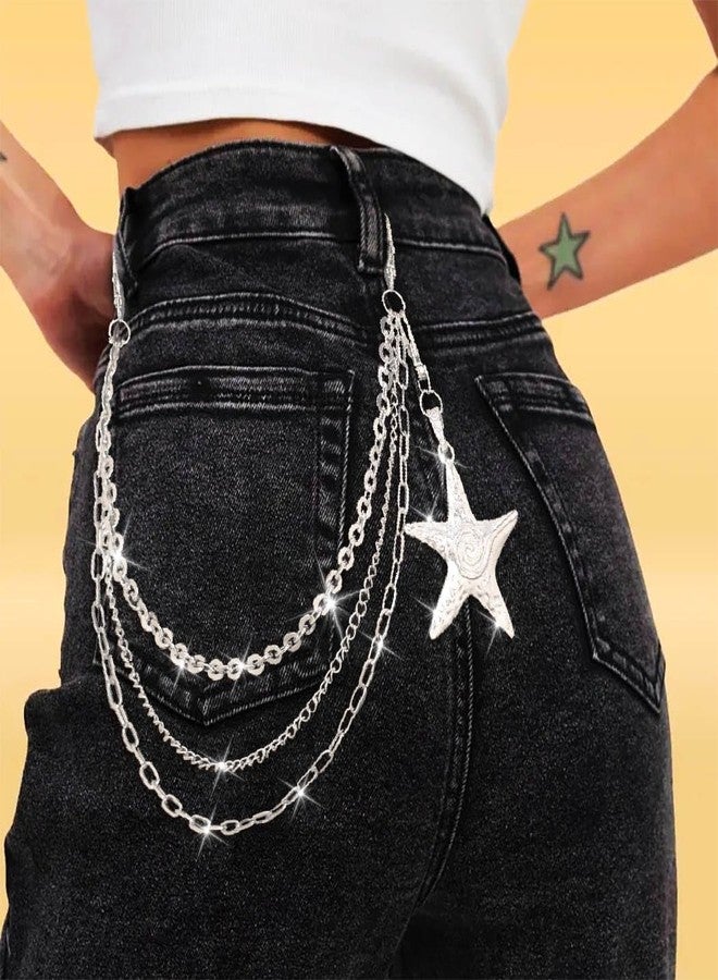 كامبسيس سلسلة بنطال فضية من كامبسيس، وسلاسل محفظة على شكل نجمة البحر، وإكسسوار جينز بانك للنساء - Image 4