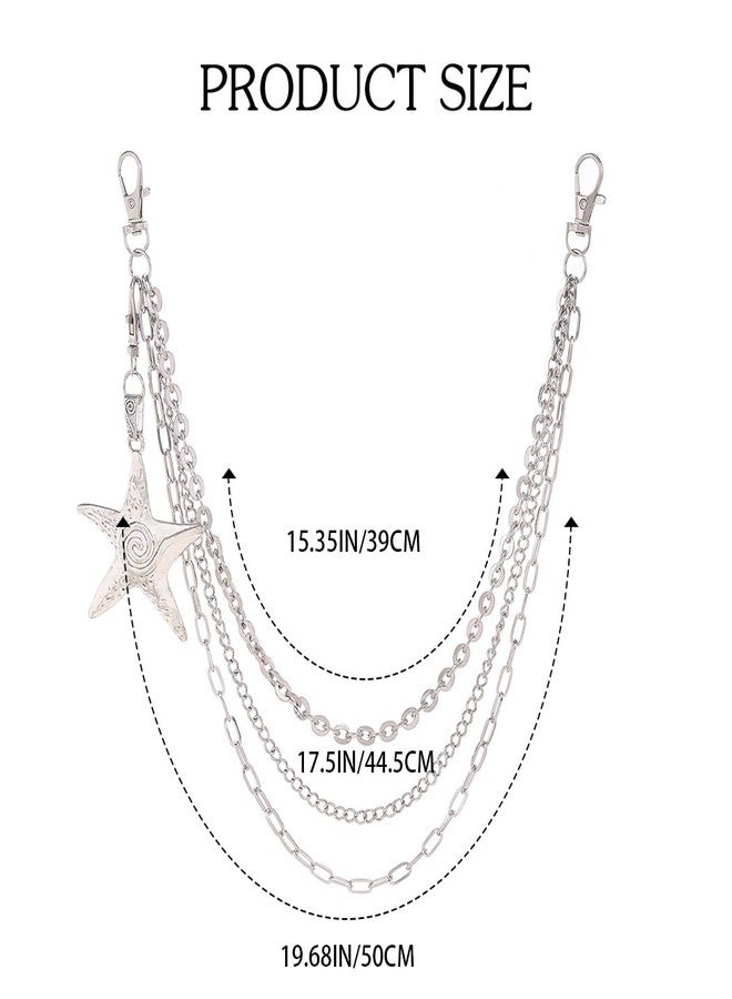 كامبسيس سلسلة بنطال فضية من كامبسيس، وسلاسل محفظة على شكل نجمة البحر، وإكسسوار جينز بانك للنساء - Image 2