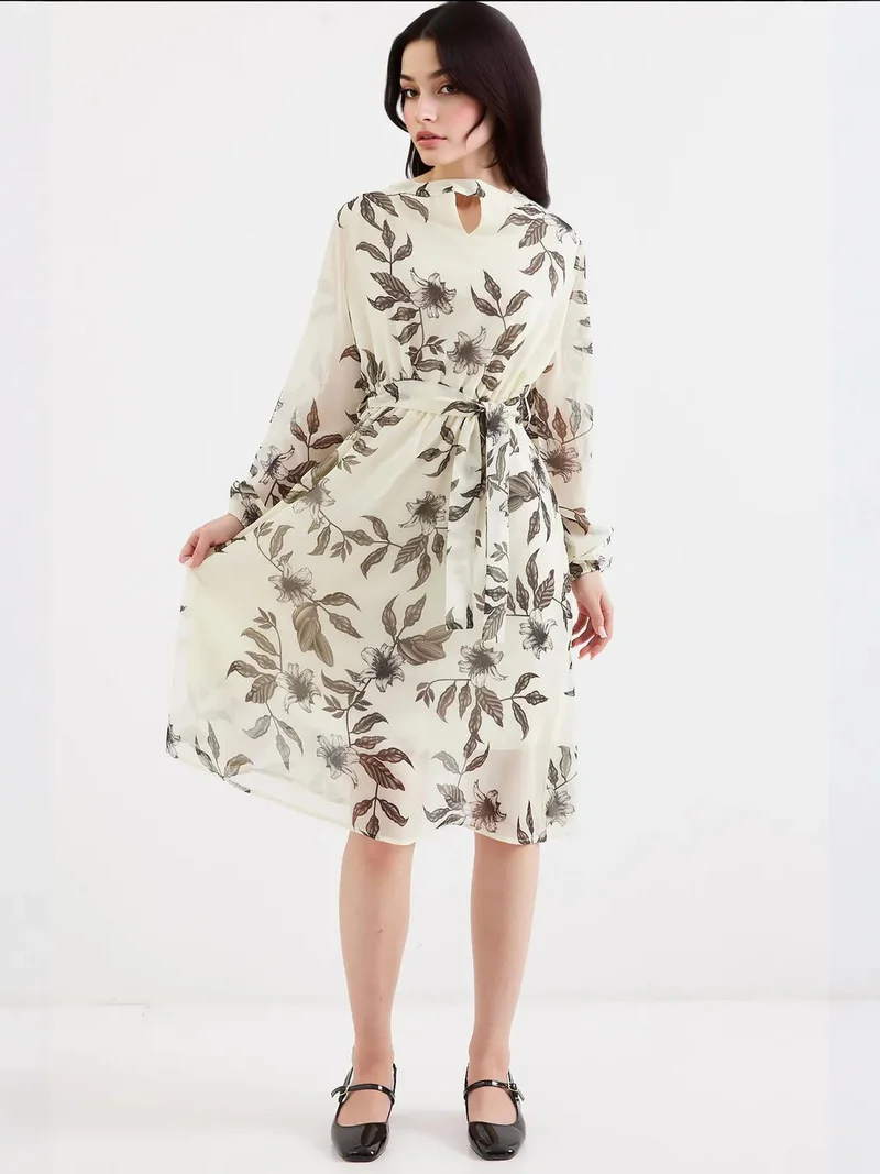 BIG DART BDART Floral Print Midi Dress with Drawstring
