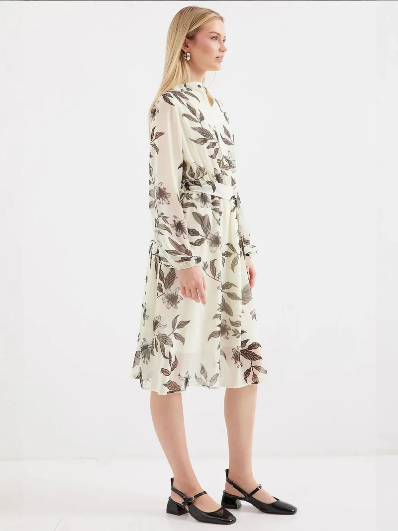 BIG DART BDART Floral Print Midi Dress with Drawstring