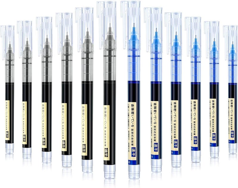 ARROLLIANT 0.5mm Roller Pen Set – Color Ink Liquid Rollerball Gel Pens for School & Office Stationery, Pack of 12 (Black & Blue) - Image 1