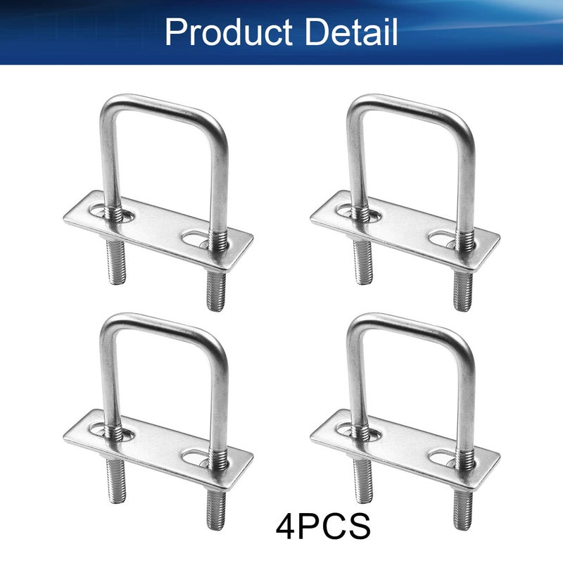 Yinpecly 4Pack Square U-Bolts 1-1/5"(30mm) Inner Width 304 Stainless Steel U-Bolts M6 with Washers and Nuts for Automobiles Trailer, Ski Boat, or Sailboat Trailer, M6x30x70mm - Image 3
