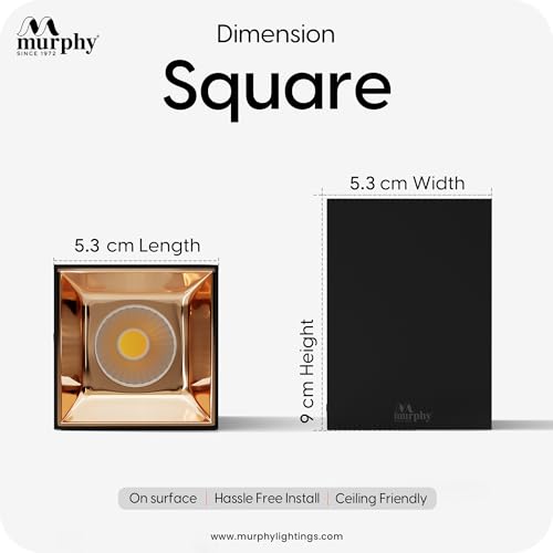 Murphy® LED 10 Watt Warm White Square Surface Cylindrical Shape Indoor Ceiling Mounted Spot Light COB Down Light with Aluminium Body - Rose Gold Pack of 2 (with 2 Years Warranty) - Image 4