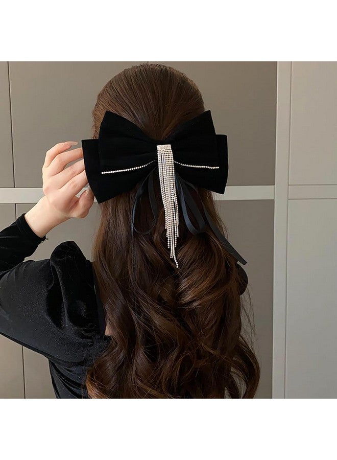 CHIROGRAPHY 1 Pcs Luxury Larger Bows Diamond Hair Clips, 1 Pack Sparkly Rhinestone Tassel French Hair Barrettes Hair Accessories for Women and Girls Bridal Bridesmaid Hair Bow Party Decoration - Image 3