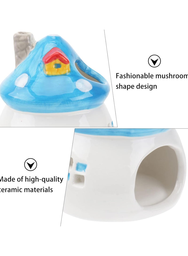 GGOOT Hamster Hideout Ceramic Mushroom Shape Hamster House Chinchilla Mini Hut Small Animal Hideout Caves Cage for Syrian Rats Chinchillas Gerbils - Image 5