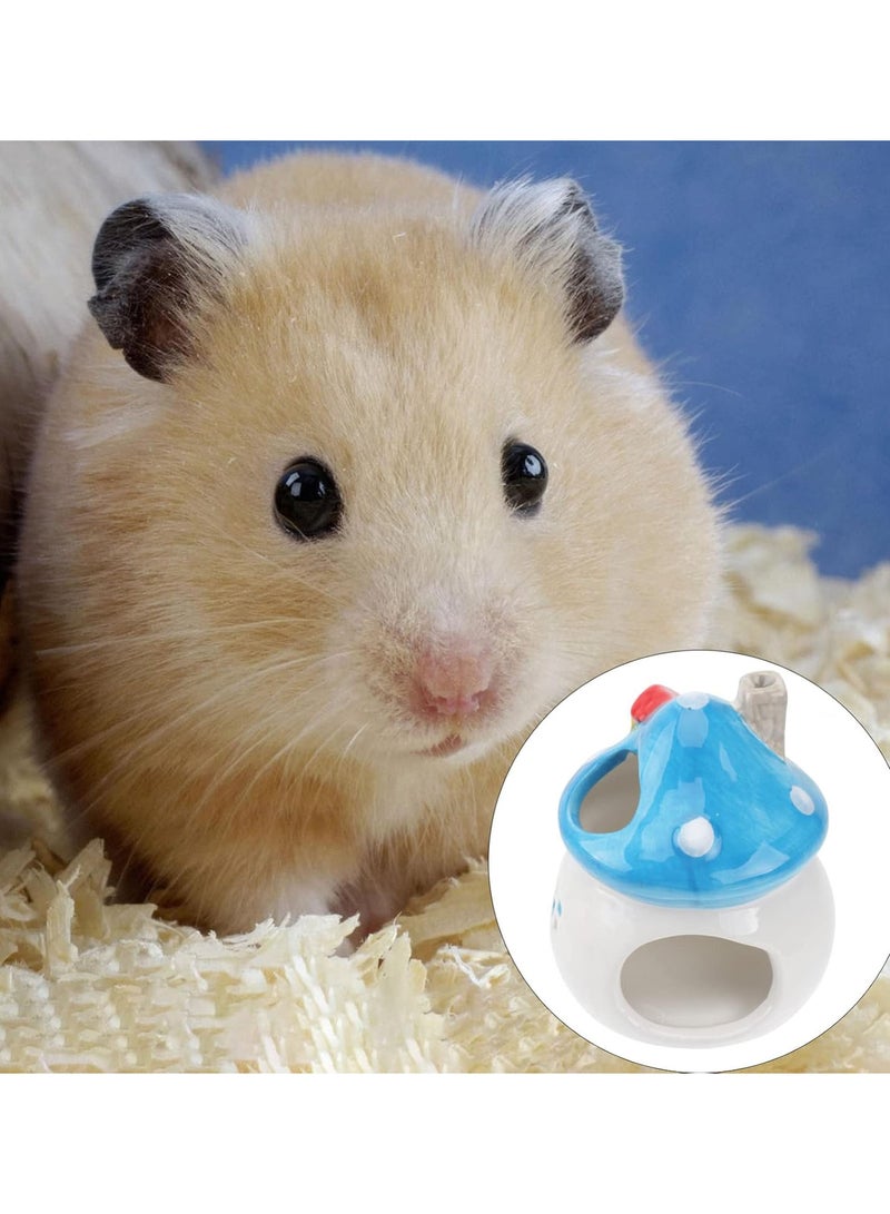 GGOOT Hamster Hideout Ceramic Mushroom Shape Hamster House Chinchilla Mini Hut Small Animal Hideout Caves Cage for Syrian Rats Chinchillas Gerbils - Image 3