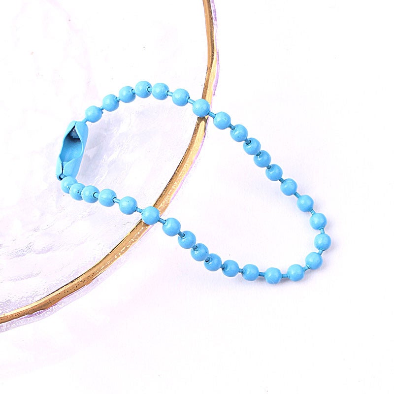 DIY Painted Bead Chains Colorful Metal Jewelry Pendants Blue 