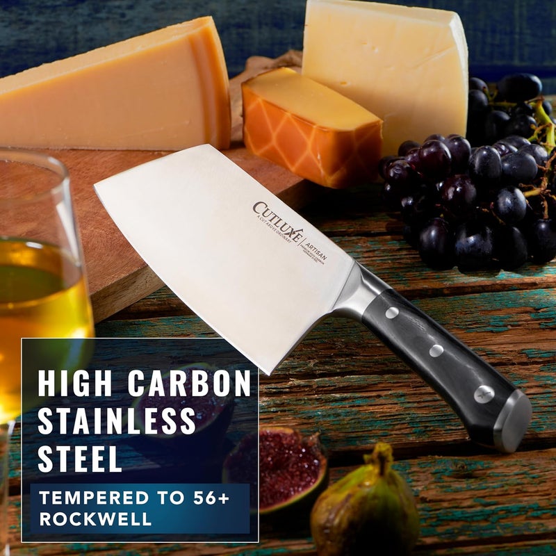 Cutluxe Meat Cleaver Knife - 7" Heavy Cleaver Butcher Knife, Razor Sharp German Steel Blade, Full Tang, Ergonomic Handle Design – Artisan Series - Image 5