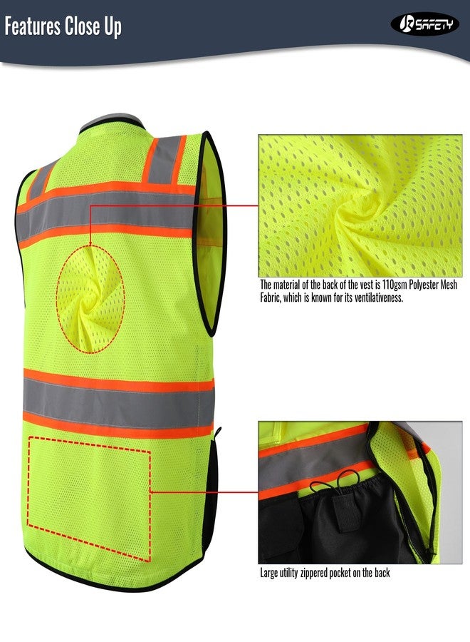 JKSafety سترة أمان عالية الوضوح للجنسين من JKSafety، معدات وقاية شخصية شديدة التحمل، جيوب داخلية، متوافقة مع معايير ANSI/ISEA (188-YBlk L) - Image 5