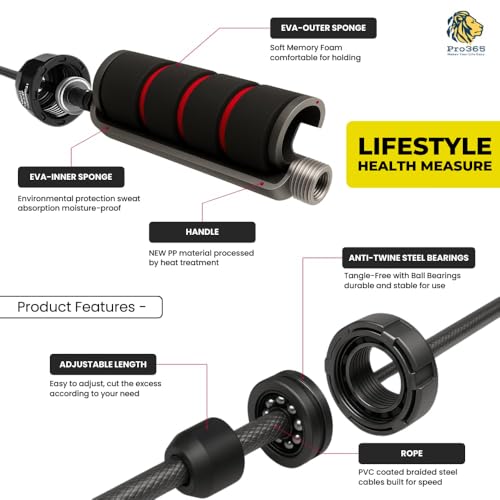 PRO365 Home Fitness Kit, 6-in-1 Exercise Equipment Set with Jump Rope, Ab Wheel, Resistance Bands, Push-Up Bars, Hand Gripper, Shaker Bottle - Image 5