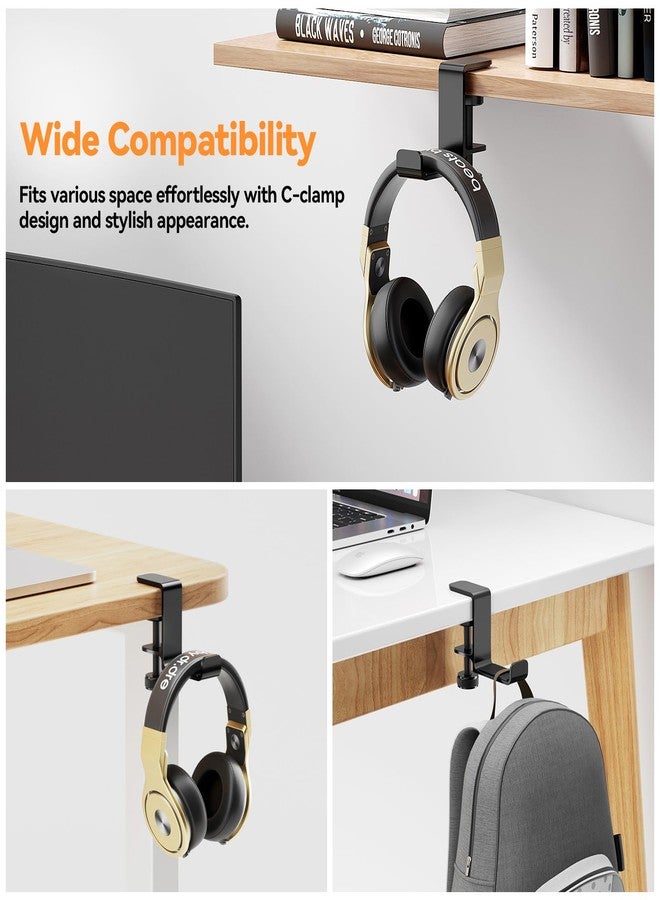 Yocice Headphone Hanger Holder Stand-Under Desk Headphone Hanger， Headset Hook Holder Space-Saving Aluminum Stand with Universal Fit for Gaming PC Accessories (Black-1PCS) - Image 5