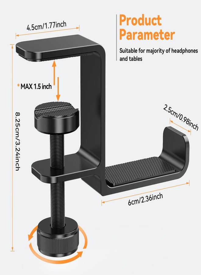 Yocice Headphone Hanger Holder Stand-Under Desk Headphone Hanger， Headset Hook Holder Space-Saving Aluminum Stand with Universal Fit for Gaming PC Accessories (Black-1PCS) - Image 4