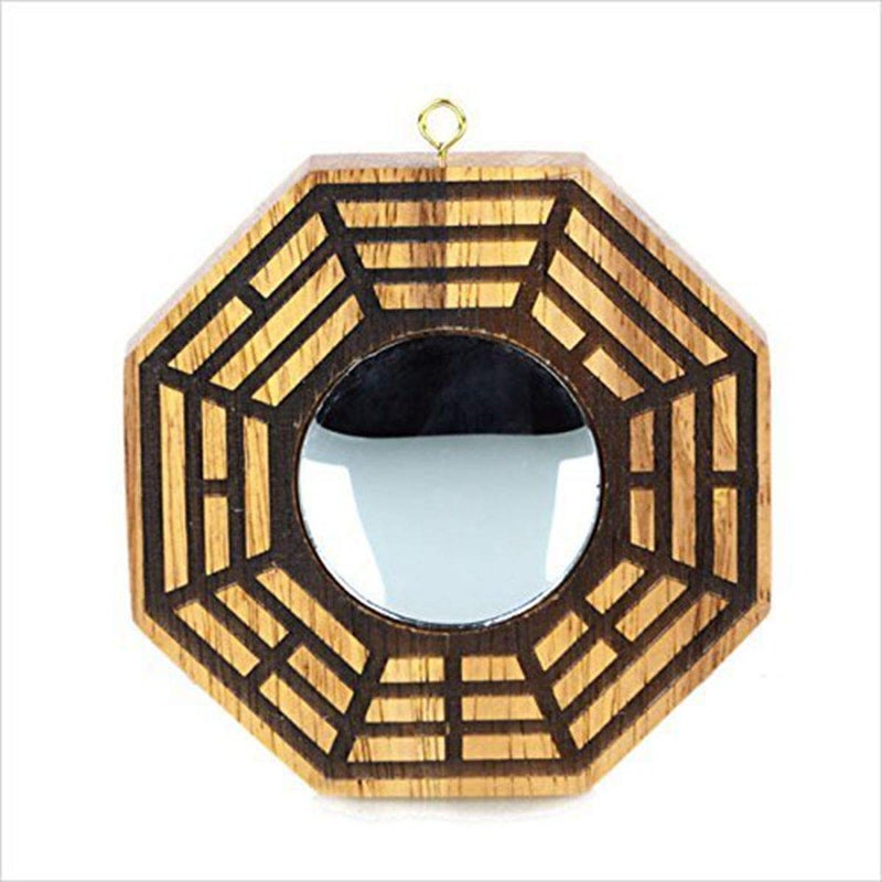 FUNSXBUG Chinese Feng Shui Wood Bagua Mirror Fengshui ba gua Mirrors 4 Inch Convex