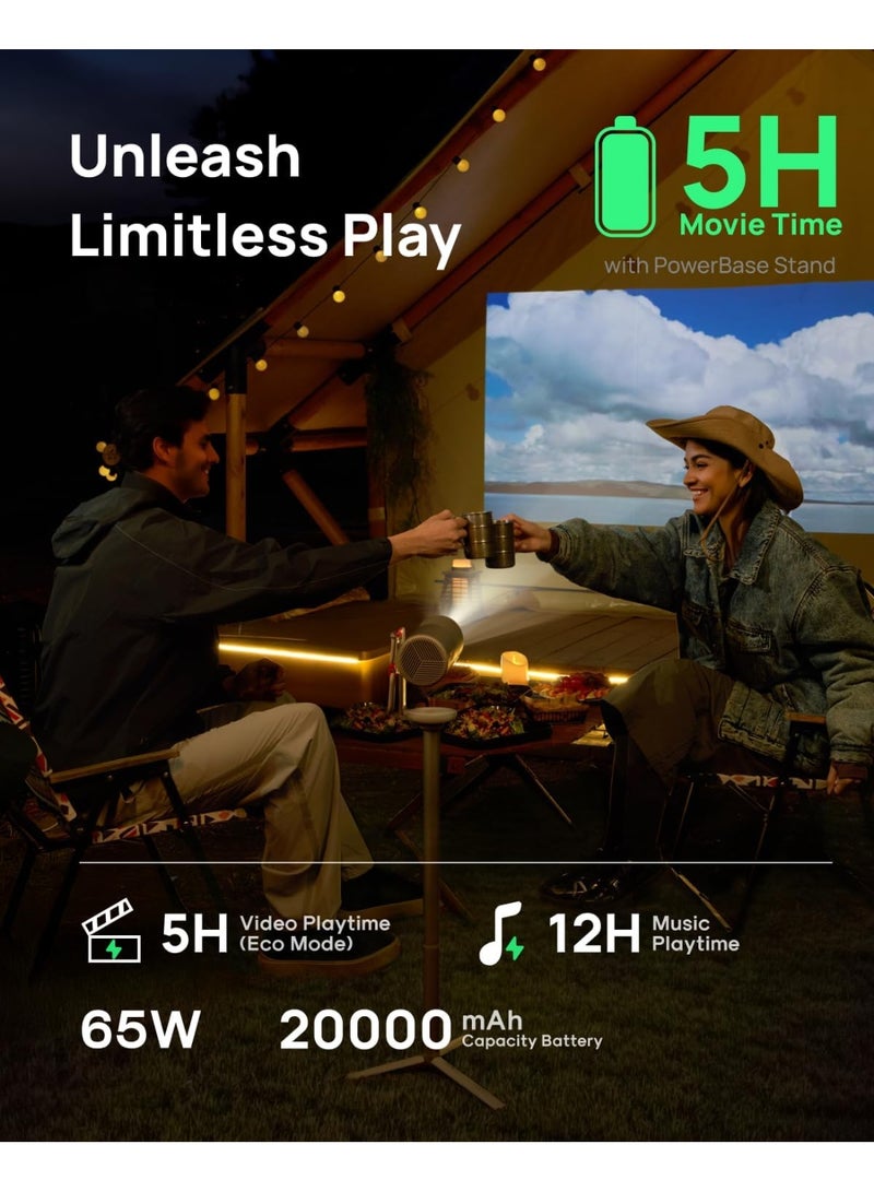 XGIMI MOGO 4 BUNDLE SET | Full HD Portable Projector + PowerBase Stand + 450 ISO Lumens , 360° Built-in Stand, 5Hrs Movie Time, 2x 6W Harman/Kardon Speakers, Google TV, for Home/Work/Camping - Image 2