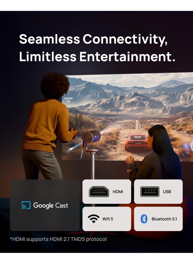 XGIMI MOGO 4 BUNDLE SET | Full HD Portable Projector + PowerBase Stand + 450 ISO Lumens , 360° Built-in Stand, 5Hrs Movie Time, 2x 6W Harman/Kardon Speakers, Google TV, for Home/Work/Camping - Image 4