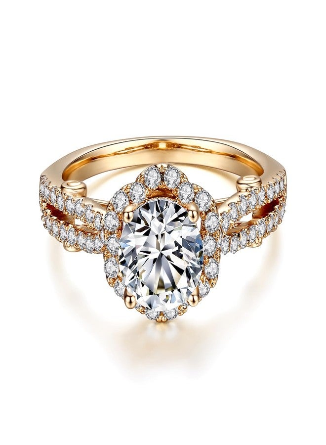AllenCOCO 1.2CT Halo Engagement Ring - Thick 14K Gold Plated & Round Cut CZ Promise Eternity Wedding Ring for Women Ideal for Travel and Daily Wear Size 5 - Image 5