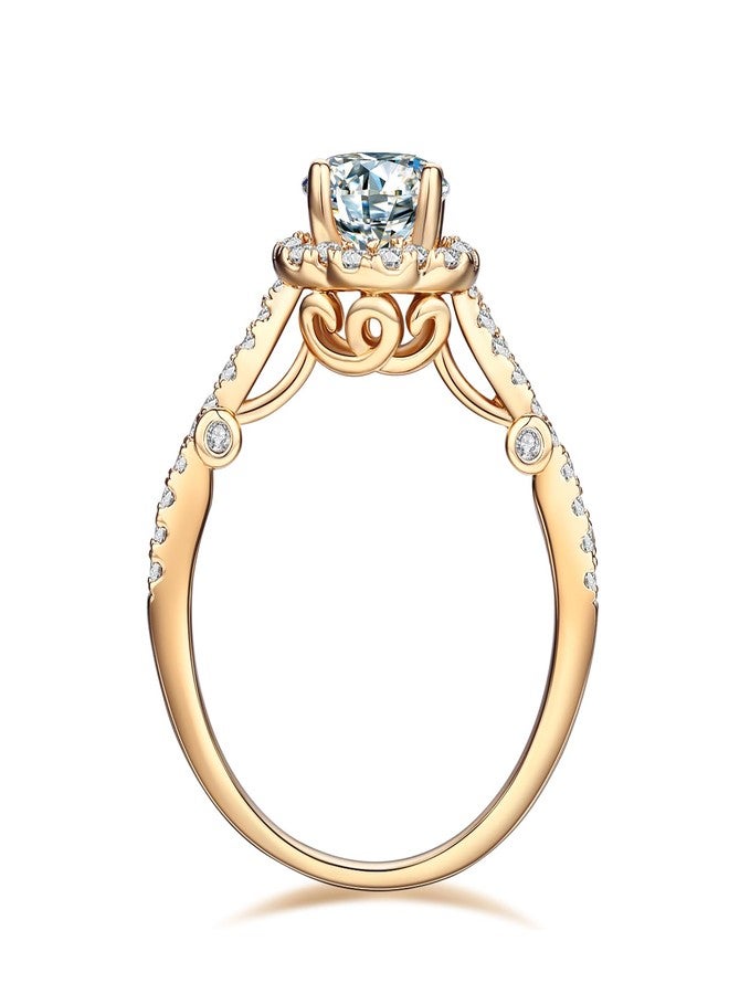 AllenCOCO 1.2CT Halo Engagement Ring - Thick 14K Gold Plated & Round Cut CZ Promise Eternity Wedding Ring for Women Ideal for Travel and Daily Wear Size 5 - Image 4