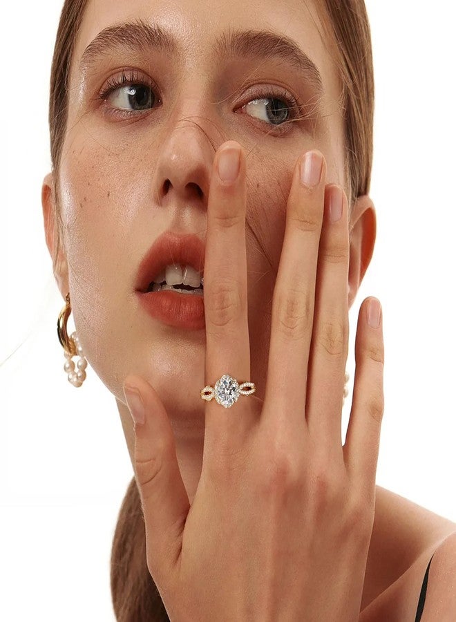 AllenCOCO 1.2CT Halo Engagement Ring - Thick 14K Gold Plated & Round Cut CZ Promise Eternity Wedding Ring for Women Ideal for Travel and Daily Wear Size 5 - Image 3