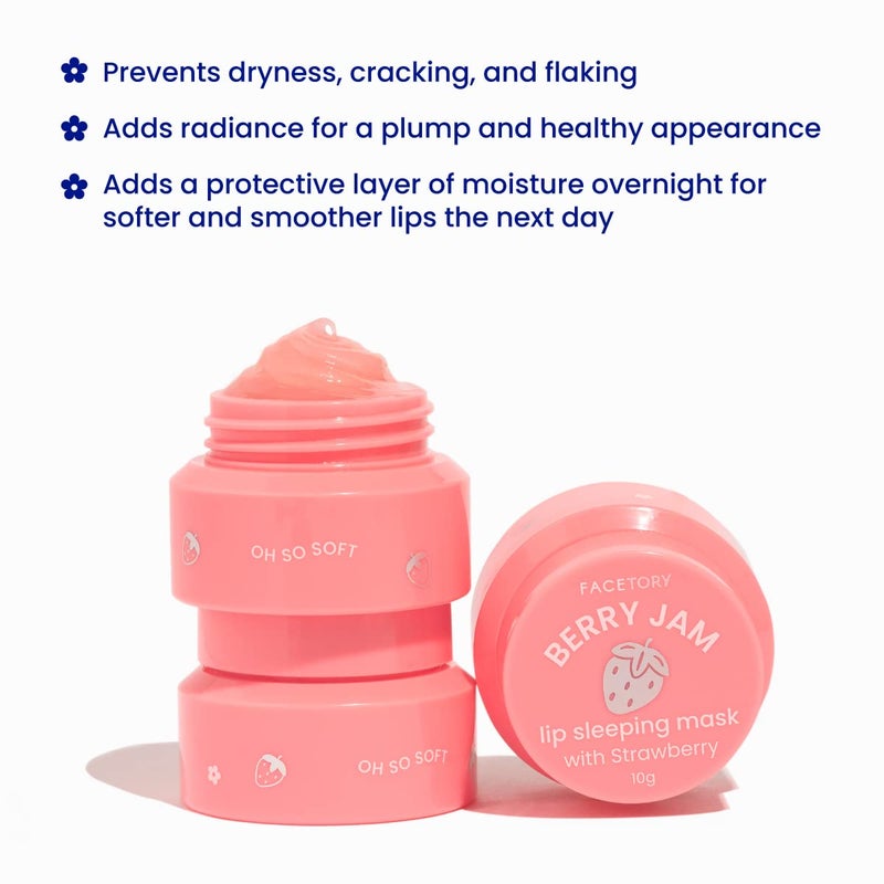 FaceTory Berry Jam Lip Sleeping Mask with Strawberry Fruit Extract and Shea Butter - for Softer Lips, for Dry, Cracked, and Chapped Lips, Moisturizing, Protecting, Nourishing - 10g - Image 4
