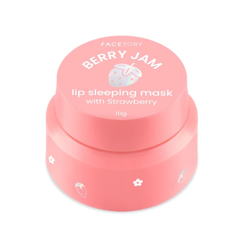 FaceTory Berry Jam Lip Sleeping Mask with Strawberry Fruit Extract and Shea Butter - for Softer Lips, for Dry, Cracked, and Chapped Lips, Moisturizing, Protecting, Nourishing - 10g - Image 1