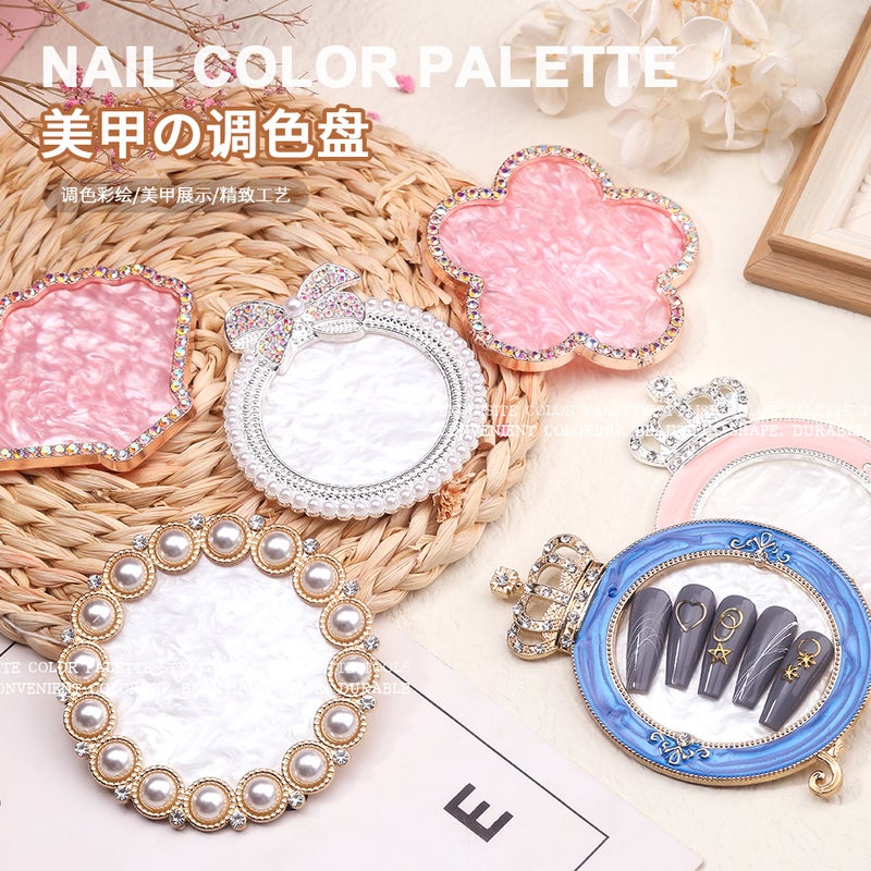 New Nail Art Square Round Palette Crystal Resin Phnom Penh Marble Palette Nail Painting Tool - Image 2