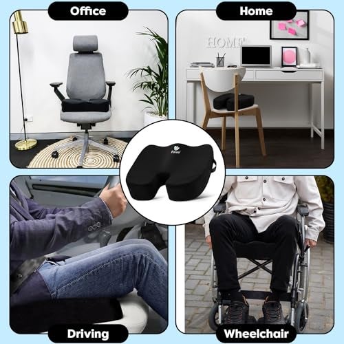 FOMI Extra Thick Firm Coccyx Orthopedic Memory Foam Seat Cushion | Black Large Cushion for Car or Truck Seat, Office Chair, Wheelchair | Back Pain Relief (Black) - Image 4