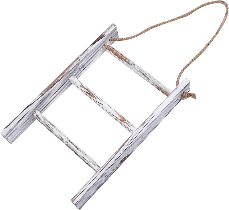 Vintage Wooden Ladder Towel Rack Wall Mounted Rustic Bathroom Storage 40X26X5 5 CM - Image 1