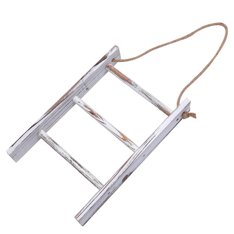 Vintage Wooden Ladder Towel Rack Wall Mounted Rustic Bathroom Storage 40X26X5 5 CM - Image 2