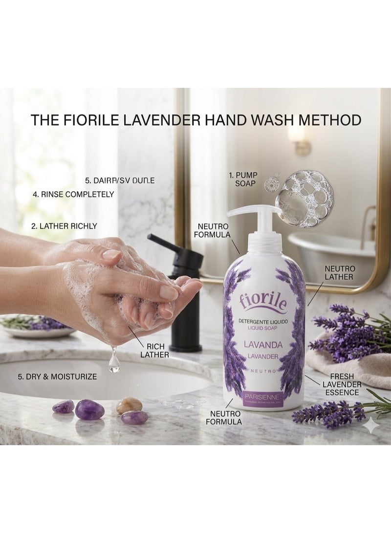 Fiorile Lavender Liquid Soap (Lavanda) Neutral Formula - 500ml - Image 3
