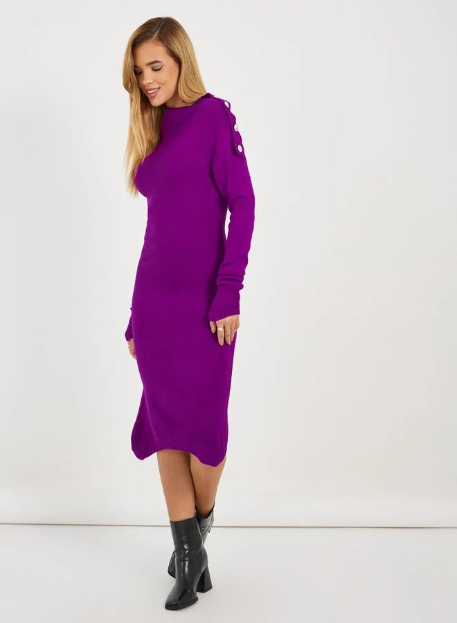 Styli Purple Knit Midi Dress