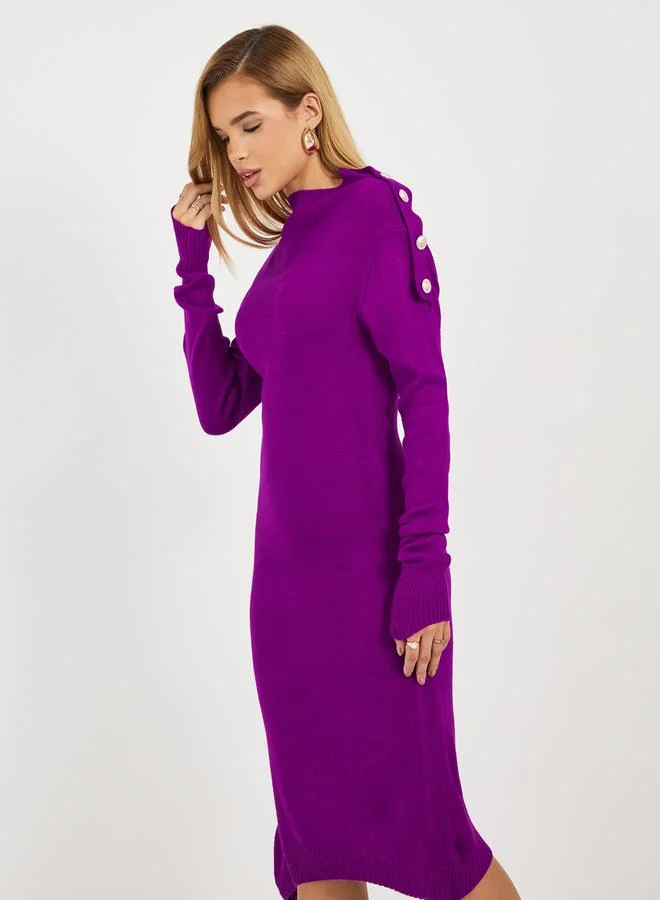 Styli Purple Knit Midi Dress