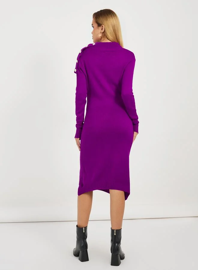 Styli Purple Knit Midi Dress