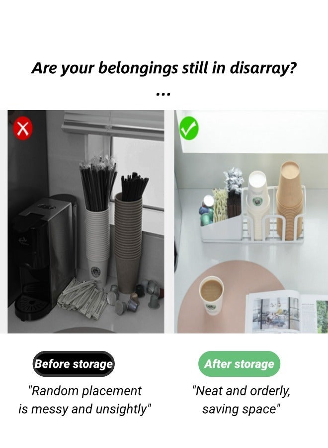 منظم محطة القهوة المعدنية ، صندوق تخزين كيس القهوة والشاي ، لا تركيب وحجم مدمج ، تراكم حامل كوب القهوة القابل للتصرف ، للمنزل / المكتب / الفندق / الحمام / العداد (الأسود) - Image 4