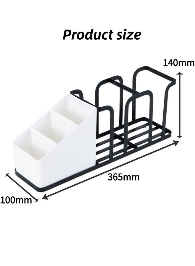 منظم محطة القهوة المعدنية ، صندوق تخزين كيس القهوة والشاي ، لا تركيب وحجم مدمج ، تراكم حامل كوب القهوة القابل للتصرف ، للمنزل / المكتب / الفندق / الحمام / العداد (الأسود) - Image 2