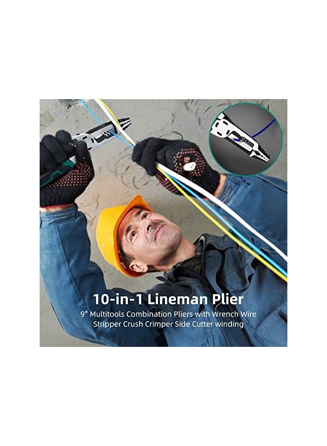 promass 10-in-1 Wire Stripper Tool,Wire Strippers,Cable Cutters,CR-V Multifunctional Plier with Wire Stripper Crimper Side Cutter, Shearing,Screw Gripping Pliers for Electric Cable - Image 5