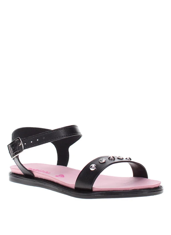 موليكينها صنادل موليكينها للبنات الصغيرات بحزام خلفي أسود | صنع في البرازيل